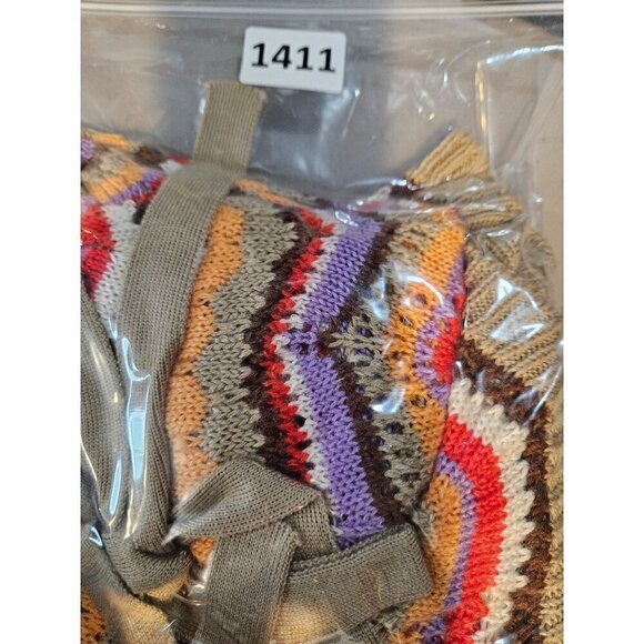 SO Goods for Life Midi Sweater Halter Dress Women Sz M Crochet Brown Orange Fall - Picture 9 of 9